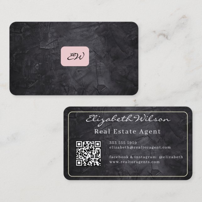Moderne elegante monogrammierte Visitenkarten mit  Visitenkarte (Vorne/Hinten)
