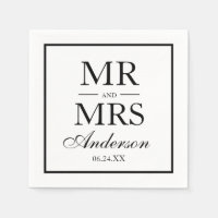 Moderne Elegante Mr. and Mrs Wedding BW