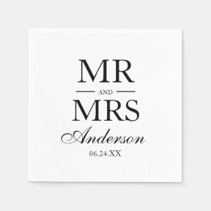 Moderne Elegante Mr. and Mrs. Wedding Serviette