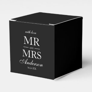 Moderne Elegante Mr. und Mrs. Wedding Black Geschenkschachtel