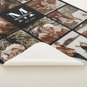 Moderne, elegante Multi-Foto Collage Schwarz und W Sherpadecke