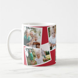 Moderne, elegante Multi-Foto-Familienjause Rot Kaffeetasse