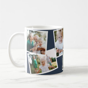 Moderne, elegante MultiFoto-Familie blau Kaffeetasse