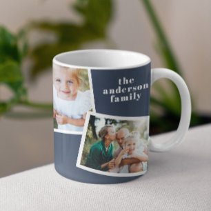 Moderne, elegante MultiFoto-Familie blau Kaffeetasse