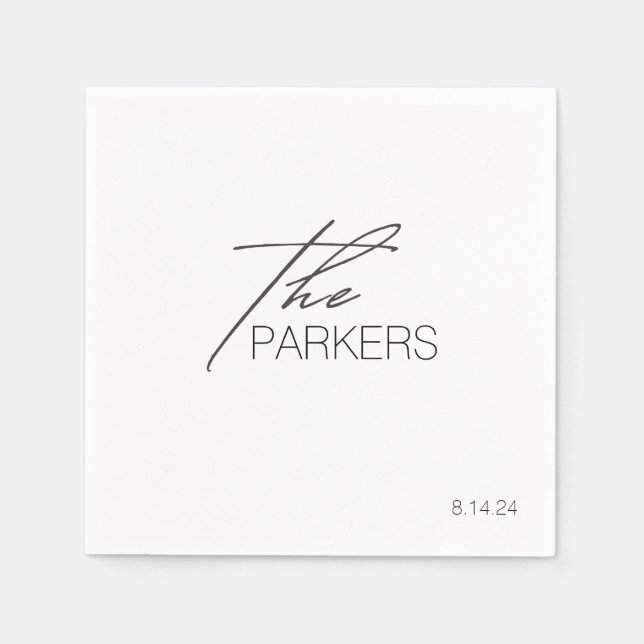 Moderne elegante Nachname Custom Wedding Simple Serviette (Vorderseite)