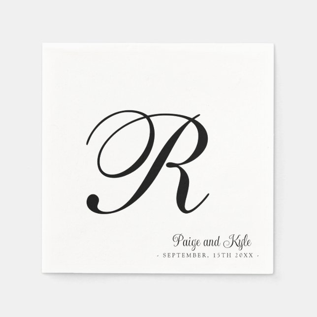 Moderne Elegante Nachname ErstHochzeit Serviette (Vorderseite)