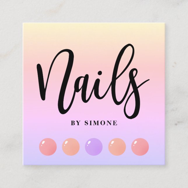 Moderne, elegante Nagellack-Tropfen farbenfrohe Nä Quadratische Visitenkarte (Vorderseite)
