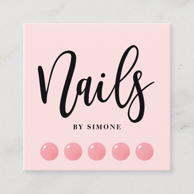 Moderne, elegante Nagellack-Tropfen pastellrosa Nä Quadratische Visitenkarte (Vorderseite)