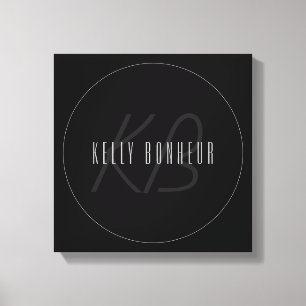 Moderne elegante Name & Monogramm Dunkelgrau & S Leinwanddruck