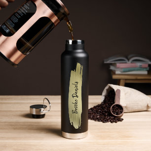 Moderne Elegante Name Schwarz und Gold Trinkflasche