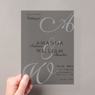 Moderne elegante Namen Schriftfoto Hochzeit Acryleinladungen