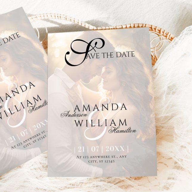 Moderne Elegante Names Script Foto Hochzeit Save The Date (Von Creator hochgeladen)
