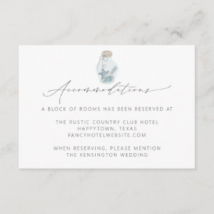 Moderne elegante Nautical Seashell Script Hochzeit Begleitkarte