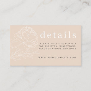 Moderne Elegante, neutrale Beige-Blütenhochzeit De Begleitkarte