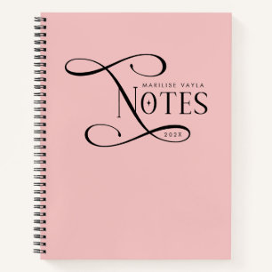 Moderne elegante Notizen Personalisiert Blassrosa Notizbuch