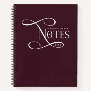 Moderne elegante Notizen Personalisiert Bordeaux Notizbuch
