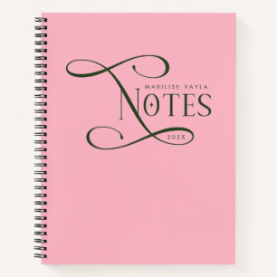 Moderne elegante Notizen Personalisiert Grün Pink Notizbuch