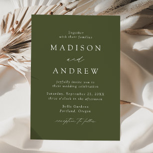 Moderne elegante Olive Green Wedding Einladung