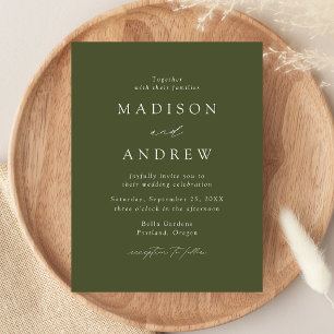 Moderne elegante Olive Green Wedding Einladungspostkarte