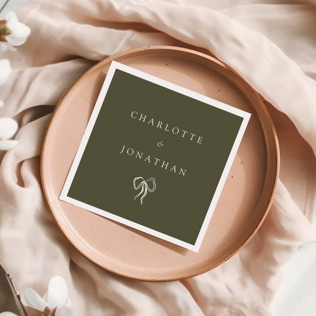 Moderne elegante Olive Green Wedding Serviette (Von Creator hochgeladen)