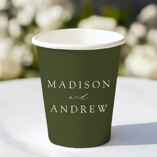 Moderne Elegante Olivgrüne Hochzeit Pappbecher