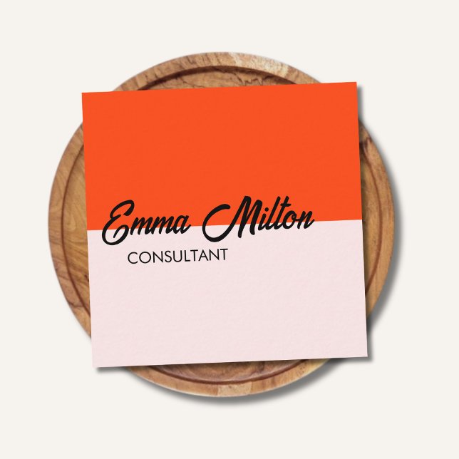 Moderne Elegante Orange Rose Fettberater Quadratische Visitenkarte (Von Creator hochgeladen)