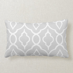 Moderne, elegante Ornamente in hellgrau und weiß Lendenkissen