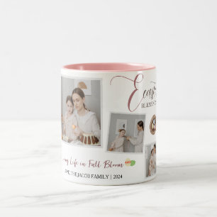 Moderne Elegante Ostersegnung Script 3 Foto Zweifarbige Tasse