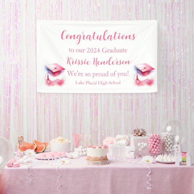 Moderne, elegante Pastel Graduation Cap Banner (Party)
