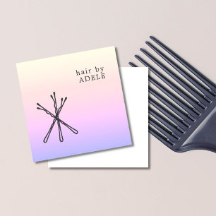 Moderne Elegante Pastel Schwarzes Haar Buttone Haa Quadratische Visitenkarte