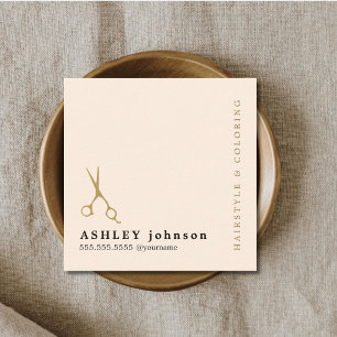 Moderne elegante Pastell-Faux-Gold-Schere Haar Quadratische Visitenkarte