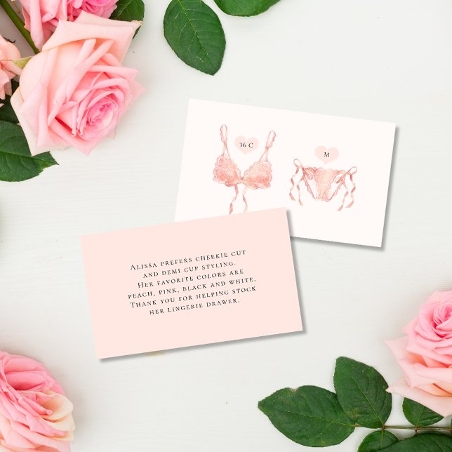 Moderne elegante Peach Lingerie Dusche Begleitkarte (Von Creator hochgeladen)