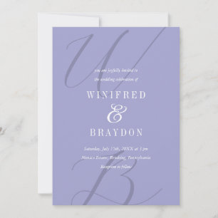Moderne elegante Periwinkle Monogram Wedding Einladung