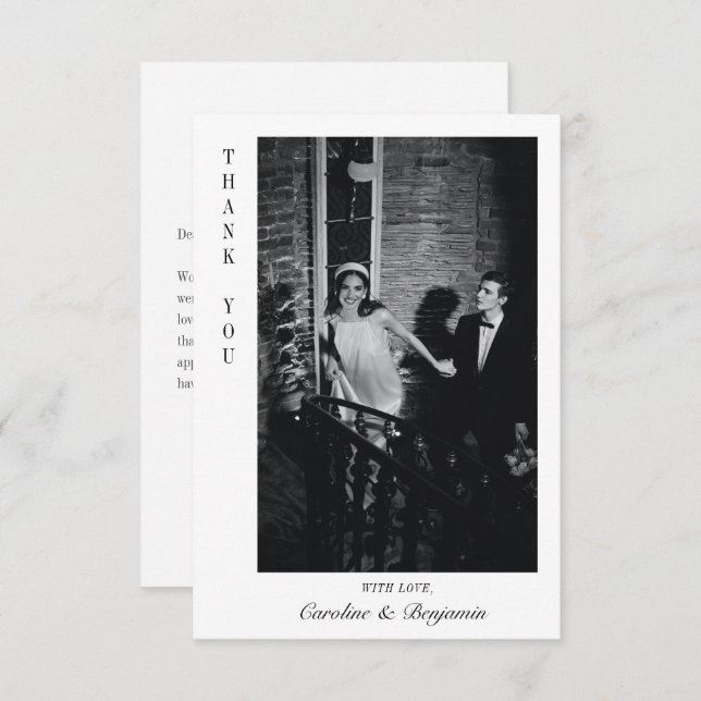 Moderne, elegante Personalisiert Message Foto Hoch Dankeskarte (Vorne/Hinten)