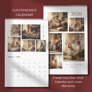 Moderne & elegante personalisierte 2026-Kalender Kalender