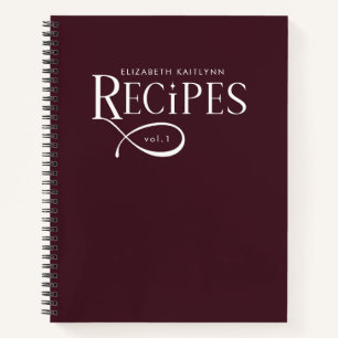 Moderne elegante personalisierte Burgunder Rezepte Notizbuch
