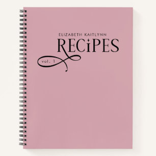 Moderne elegante personalisierte Dusty Rose Rezept Notizbuch