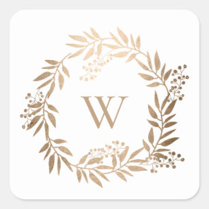 Moderne Elegante Personalisierte Gold Monogramm Ho Quadratischer Aufkleber