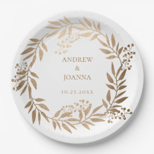 Moderne elegante personalisierte Goldmonogramm Pappteller