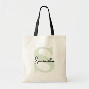 Moderne elegante personalisierte grüne Monogramm-I Tragetasche