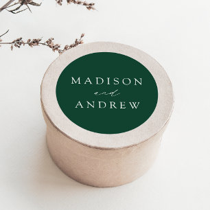 Moderne, elegante Personalisierte Hochzeit Runder Aufkleber