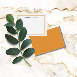 Moderne, elegante, personalisierte Orange mit drei Mitteilungskarte