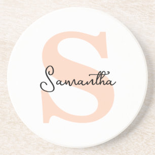 Moderne elegante personalisierte rosa Monogramm-In Getränkeuntersetzer