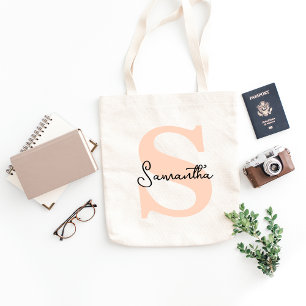 Moderne elegante personalisierte rosa Monogrammini Tragetasche