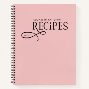 Moderne elegante personalisierte rosafarbene Rezep Notizbuch