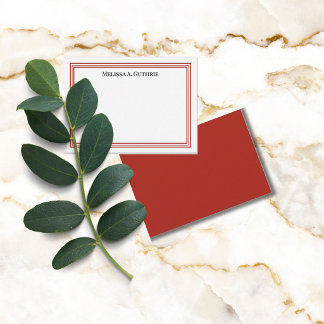 Moderne elegante personalisierte rote Dreifach-Rah Mitteilungskarte