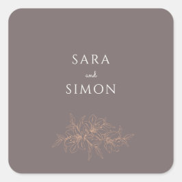 Moderne, elegante Pfirsichhochzeit Quadratischer Aufkleber