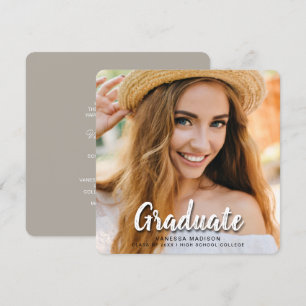 Moderne Elegante Pinselschrift Trendy Foto Grad Ankündigung