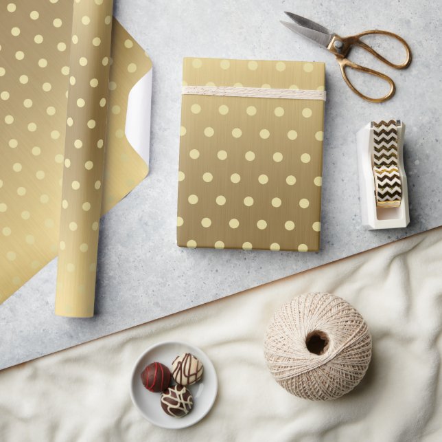 Moderne elegante Polka Dots auf Gold Geschenkpapier (Kunsthandwerk)