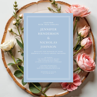 Moderne Elegante Powder Blue Virtual Wedding Einladung